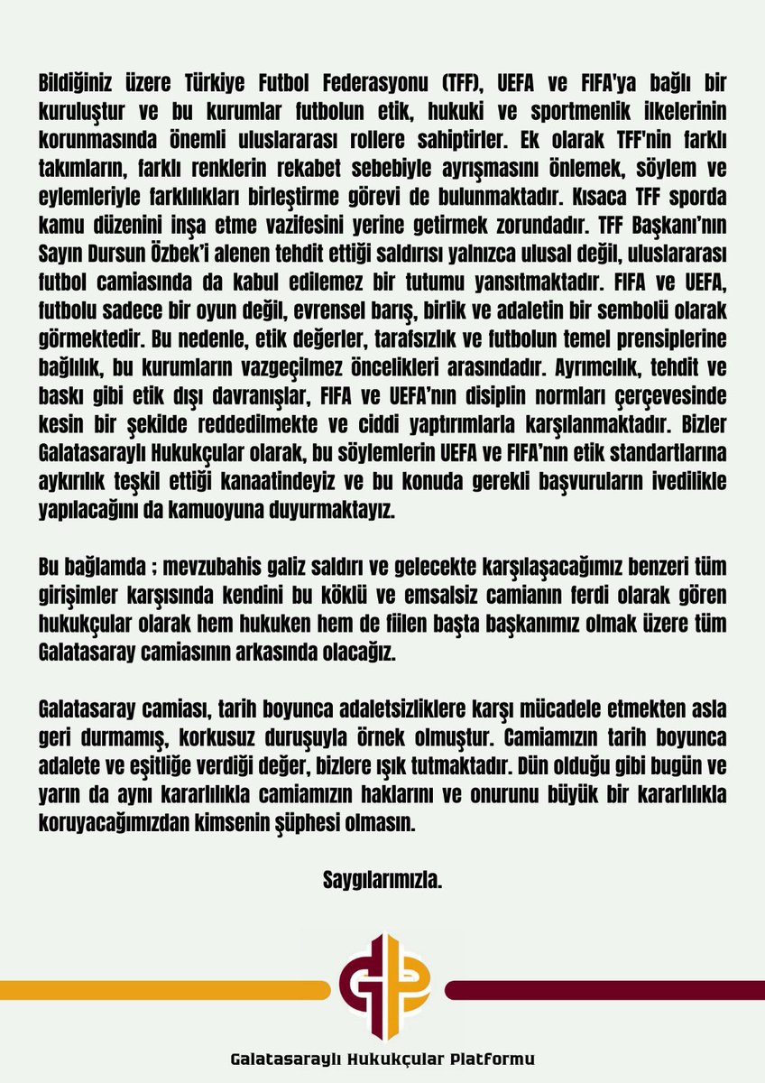 Kamuoyuna saygılarımızla.