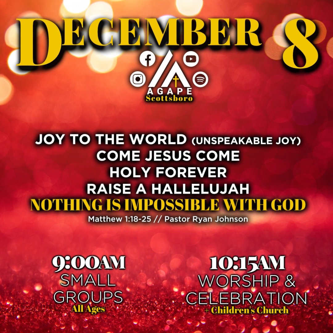 PastorRyanJ's tweet photo. Join us Sunday at @agapescottsboro as we continue celebrating Jesus this Christmas! https://t.co/AnucTLubhA