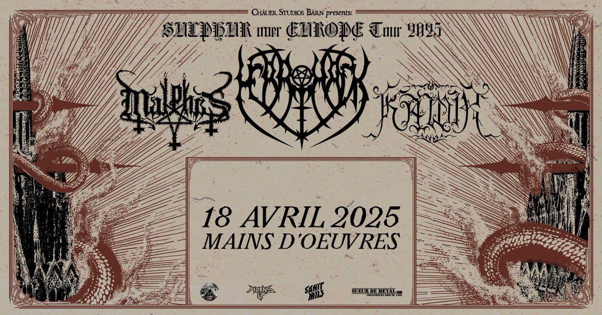 ANNONCE/ Merrimack, Kawir &amp; Malphas.

Préparez-vous pour une soirée de black metal brut et sans compromis.

📅 18 avril 2025
📍 <a href="/mainsdoeuvres/">Mains d'Œuvres</a>, Saint-Ouen

🎟️ Billetterie : bit.ly/MerriWeez