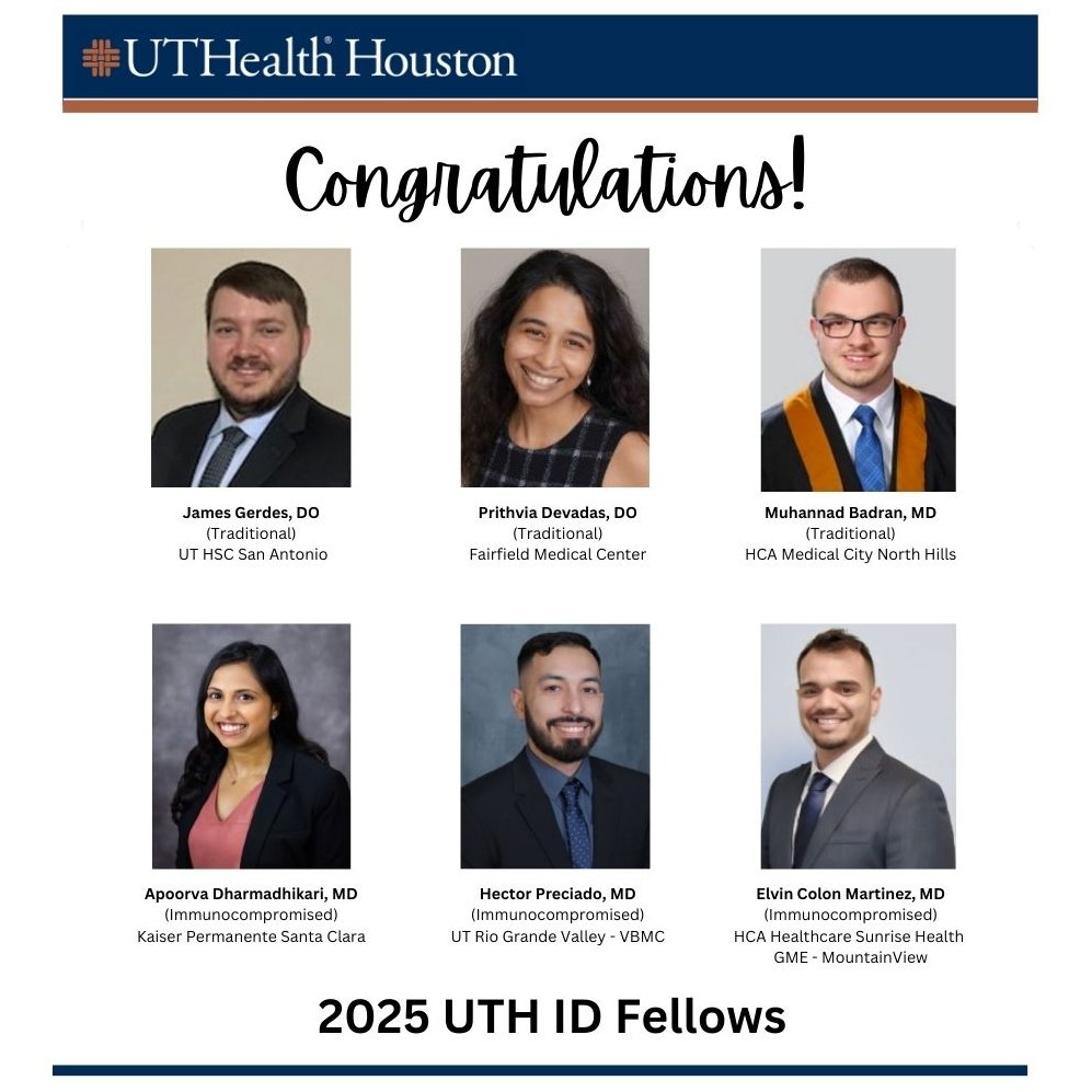 UTHealth Houston Infectious Diseases (@ut_infectious) on Twitter photo We are so excited to announce our 2025 ID fellows! We can't wait to welcome you all to Houston and <a href="/TXMedCenter/">Texas Medical Center</a>. #Match2025 #IDdocs We are so excited to announce our 2025 ID fellows! We can't wait to welcome you all to Houston and <a href="/TXMedCenter/">Texas Medical Center</a>. #Match2025 #IDdocs