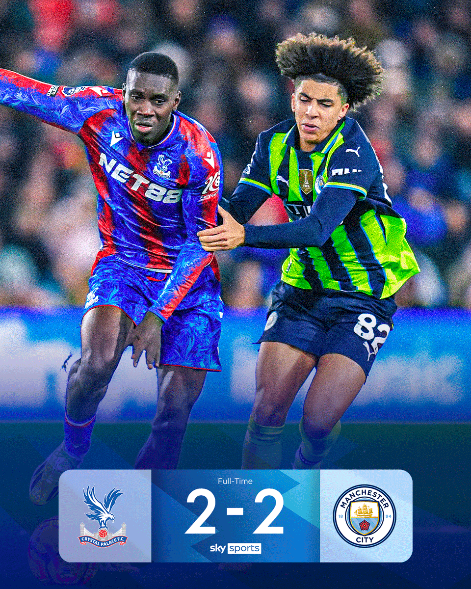 SkySportsPL's tweet image. Manchester City come from behind twice to earn a draw at Selhurst Park!