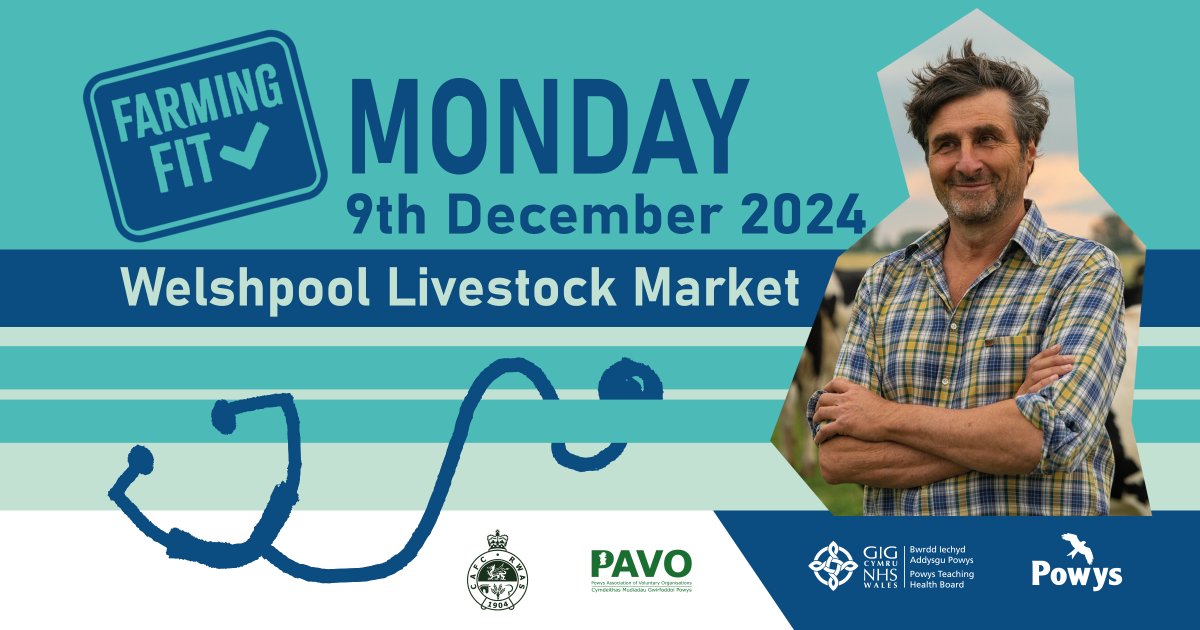 Are you at Welshpool Livestock Market on Monday? Our Farming Fit team will be there too!

Why not have a chat and get yourself a free health check and advice?

For more information, please visit en.powys.gov.uk/farmingfit