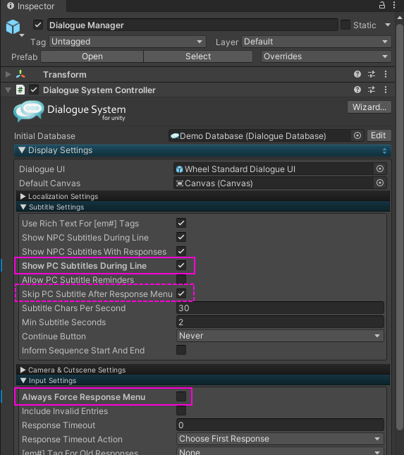 PixelCrushin's tweet image. More Dialogue System for Unity daily tips! :-)
assetstore.unity.com/packages/tools…
(50% off in #UnityAssetStore)

Tip: To show single player lines as subtitles instead of response menu buttons, tick these settings on your Dialogue Manager.

#unity #dialoguesystem
