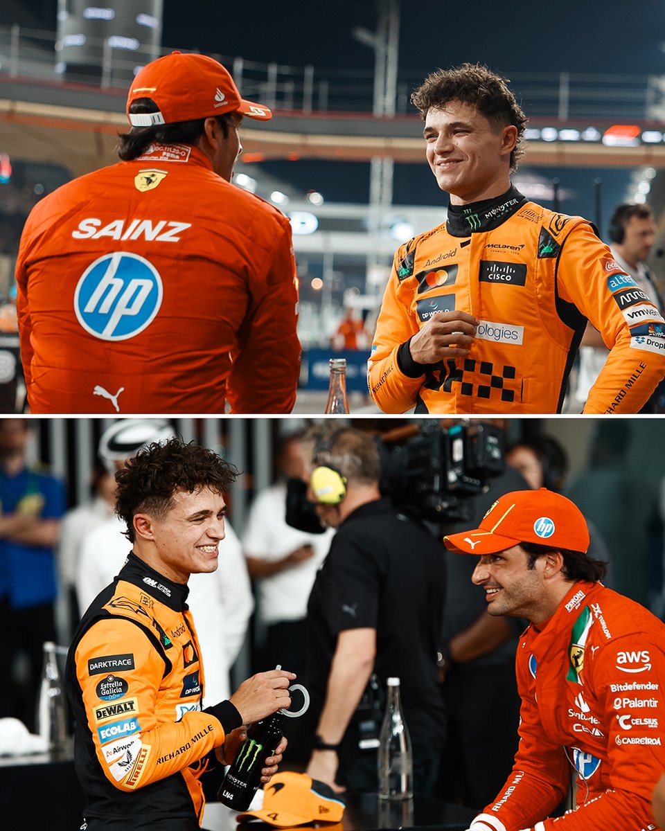 McLarenF1's tweet photo. Carlando in parc fermé 🤝

#AbuDhabiGP 🇦🇪 https://t.co/eEzmkyr1yX