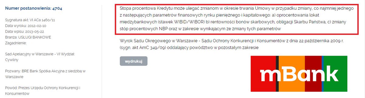 niefrankowski's tweet photo. Nawet nie trzeba kwestionować #WIBOR (vol,2), aby sąd ustalił nieważność umowy kredytu. 
Umowa złotówkowa mBank.
Klauzula zmiany oprocentowania wg widzimisię banku.
#WygranaWIBOR https://t.co/T0yFC1OGVf