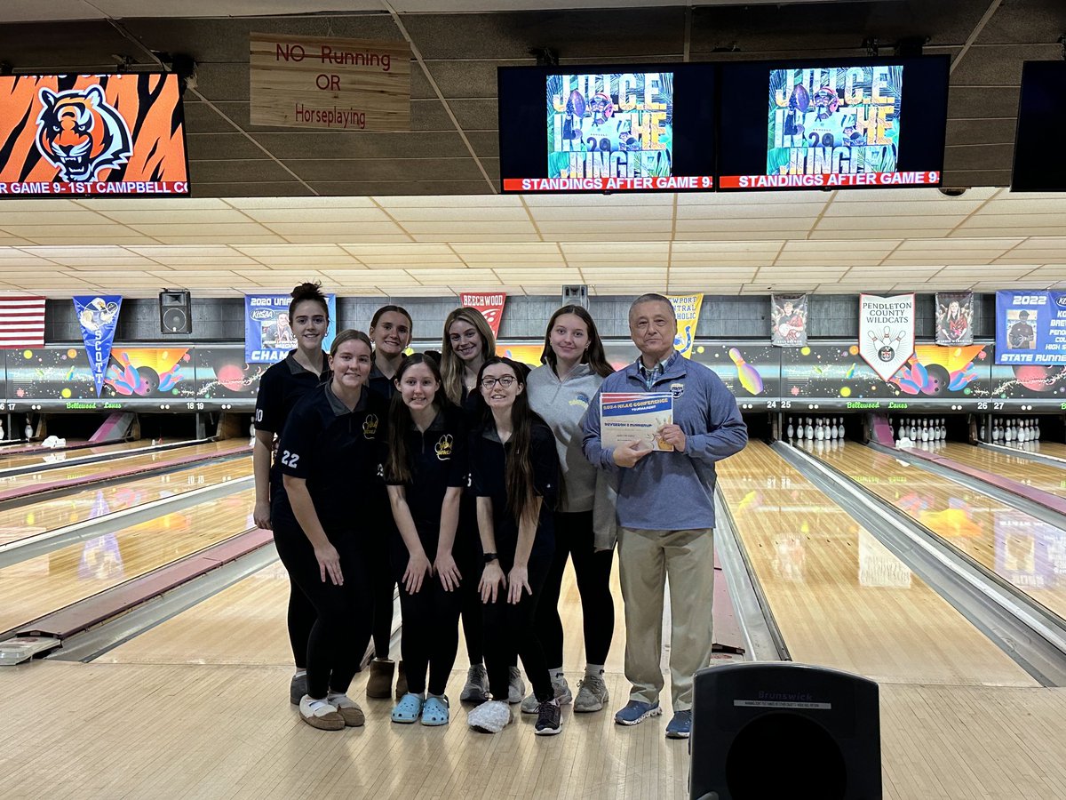 Congratulations, Panda bowling team!
 Runner ups today  in the conference championships.
Missing the top spot by 4 pins!
With Grace Panko,  Greta Bitikofer,  Paige Pence , Cami Norris, Ella Webber , Haley, and Clare Pelstring. 
#pandabowling