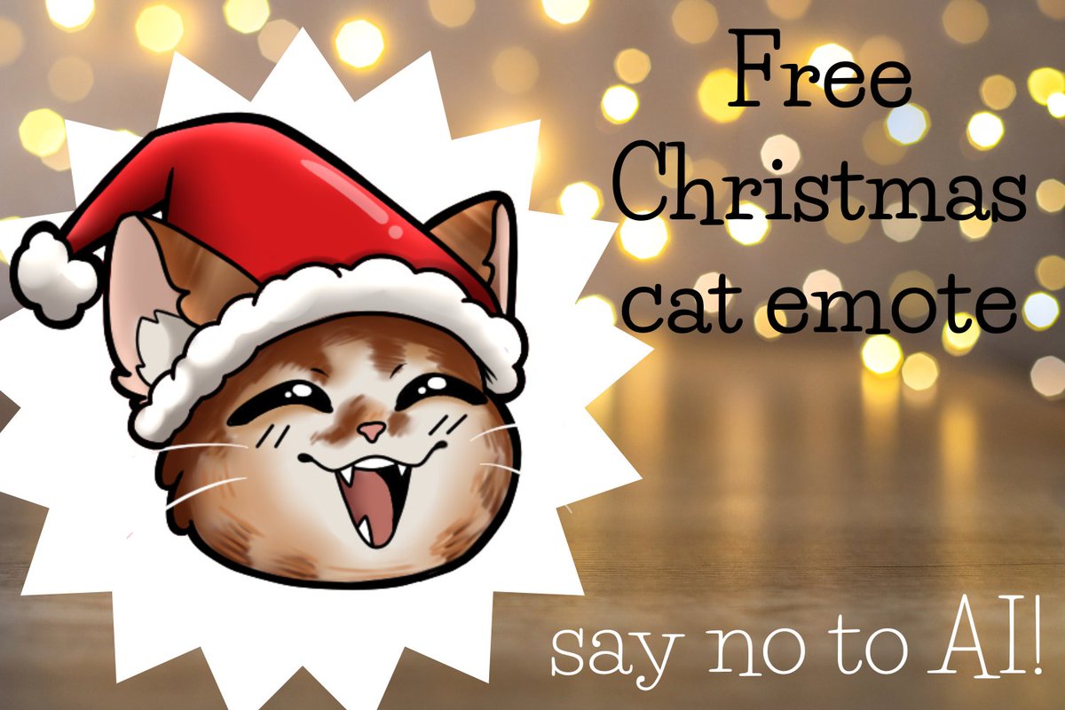 SAY NO TO AI

in response to this ai emote i took 1 hour to make this FREE cat emote (comes in 3 colors) 

free to use, just credit, happy holidays

do better twitch!! im so disappointed in you 
ko-fi.com/s/f4a374c723