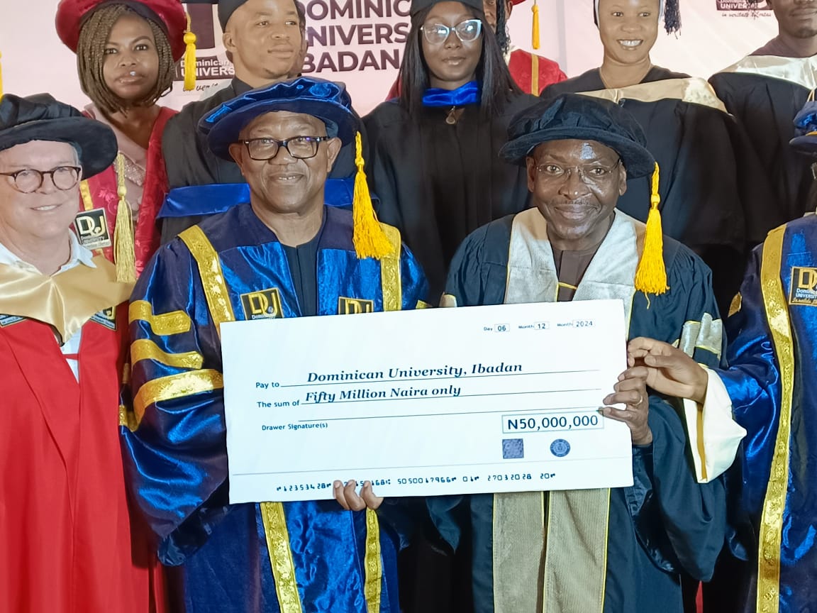 PeterObi's tweet photo. Today, I honored a long-planned commitment to attend the convocation ceremony at Dominican University, Samonda, Ibadan, Oyo State. where I have served as Pro-Chancellor since its inception nearly a decade ago. 

My commitment to its growth and development remains steadfast. 

The event provided an opportunity to reflect on the transformative power of education and the resilience of the human spirit in overcoming challenges.

The highlight of my speech was the inspiring story I shared with the graduating students about a young man I met this week, Mr. Johnathan Luke Wood, President of the University of California, Sacramento. 

His life journey is a remarkable testament to determination against all odds. Born into adversity, he faced unimaginable challenges, including having his mother imprisoned, being adopted, and being suspended from school 42 times for truancy.

Despite these setbacks, he refused to let his circumstances define him. Instead, he rewrote his story, rising above his struggles to become the youngest president of an American university, the University of California, Sacramento.

His story serves as a powerful reminder of the boundless heights  we can attain  through hard work, resilience and determination.

I urged the students to appreciate the innovative knowledge and values instilled in them at Dominican University. I emphasized that success is not measured by what one takes from society but by what one contributes to it. I encouraged them to work diligently to transform our nation from a culture of consumption to one of production.

As part of my commitment to supporting education, I donated the sum of 50 million naira to Dominican University, reaffirming my belief in education as a cornerstone for societal progress.

I remain dedicated to initiatives that inspire hope, empower minds for a new Nigeria that is truly POssible! -PO