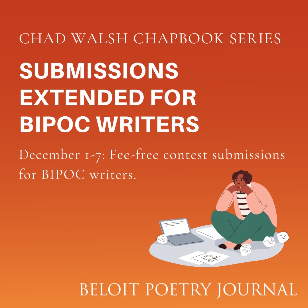 Today is the last day for BIPOC poets to send us your work fee free! We can't wait to read your manuscript!

beloitpoetryjournal.submittable.com/submit