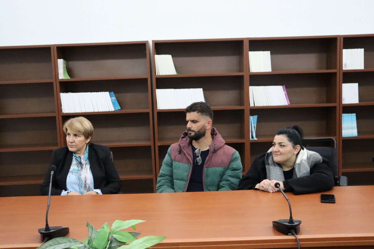 Uni_Elbasanit's tweet photo. On the International Day of Persons with Disabilities, we welcome our two former graduates, Eligerta Sadja and Luan Qosja 🎓, as the newest members of the rectorate staff 👥, wishing them success in their professional journey 🌟! https://t.co/7OdVREqGsu
