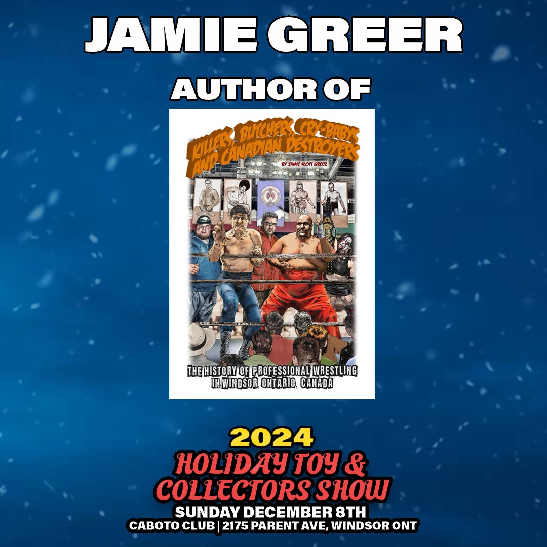 Jamie Greer (@forallgreerkind) on Twitter photo TOMORROW! I'll be signing copies of my book "Killers, Butchers, Cry-Babys & Canadian Destroyers"!
Over 80 tables packed with toys, Pokémon cards, Hot Wheels, WWE, comics, and more! Plus WWE Hall of Famer TITO SANTANA!
Proudly supporting <a href="/adoptavetcanada/">Adopt-A-Vet</a>!
DEC 8, Caboto Club! TOMORROW! I'll be signing copies of my book "Killers, Butchers, Cry-Babys & Canadian Destroyers"!
Over 80 tables packed with toys, Pokémon cards, Hot Wheels, WWE, comics, and more! Plus WWE Hall of Famer TITO SANTANA!
Proudly supporting <a href="/adoptavetcanada/">Adopt-A-Vet</a>!
DEC 8, Caboto Club!