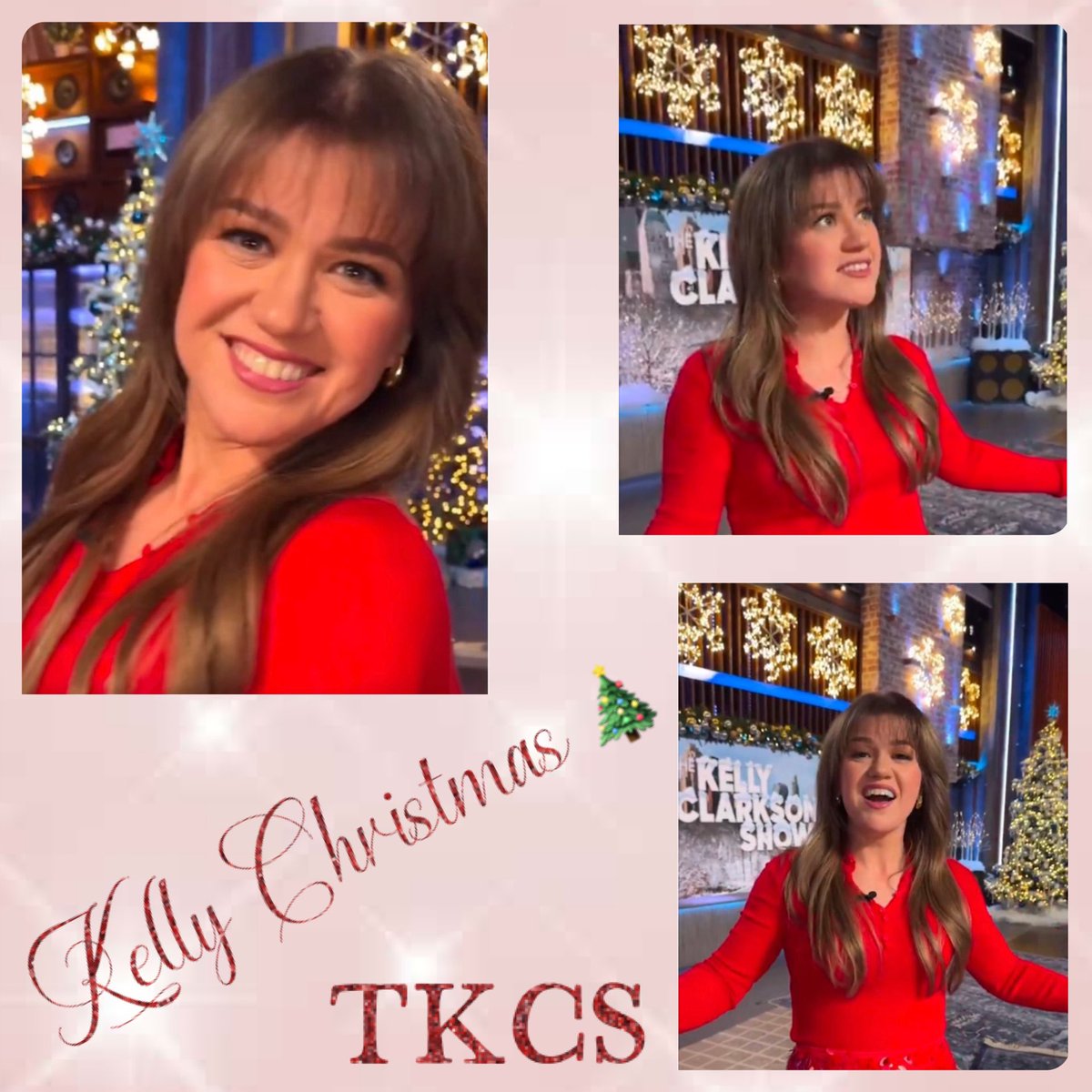 AmyElden's tweet photo. … ✨✨✨✨✨✨✨✨✨✨

Y’all I couldn’t help it.. I just had to .. 😁

#KellyClarkson #TKCS #S6 #KellyChristmas #KCchristmas #mother #queen #queenkelly #bestshowever #bestteamever #besthost #motherinred #sparkles #stunning #beautiful #queenofdaytimeTV … we love you mother and we love you TKCS ❤️✨❤️✨❤️✨❤️✨❤️✨❤️✨❤️🎄🎄

@KellyClarksonTV @kellyclarkson 

Mother Kelly, you’re beaming with love
And happiness .. 🤩🤩🤩🤩❤️❤️❤️❤️