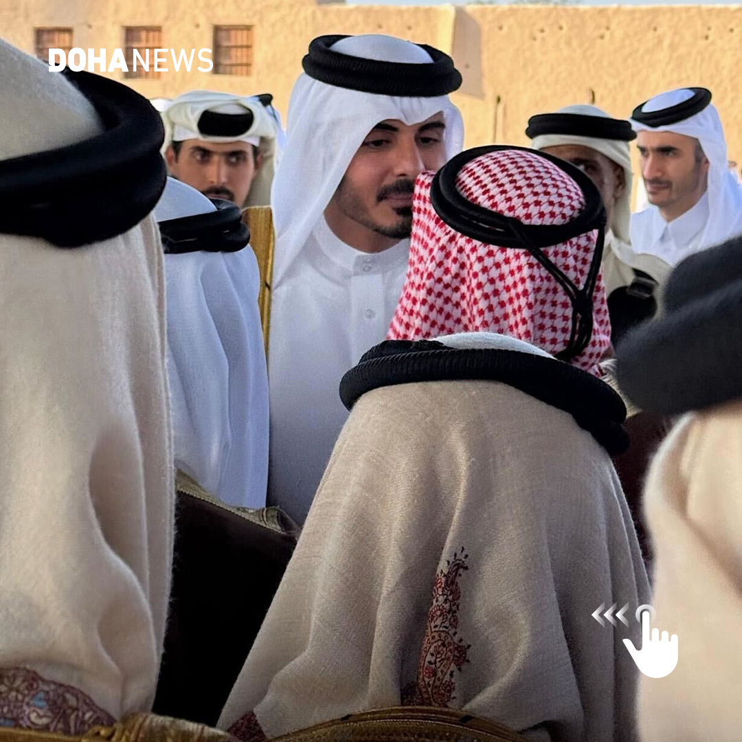 dohanews's tweet photo. Sheikh Khalifa bin Hamad Al #Thani greets the guests at his #wedding at Al Wajba Fort. The #Amiri Diwan had announced on Friday that the wedding #ceremony would take place on December 7. Known as @KHK, #Sheikh Khalifa is #Qatar’s Minister of Interior and Commander of the Internal #Security Force (Lekhwiya).