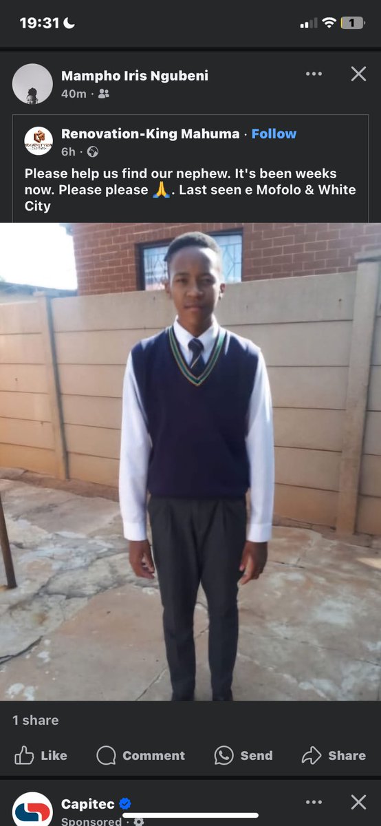 MbazimaThomason's tweet photo. “Please help us find our nephew. It's been weeks now. Please please 🙏. Last seen e Mofolo &amp; White City” https://t.co/1f46vtH7tZ