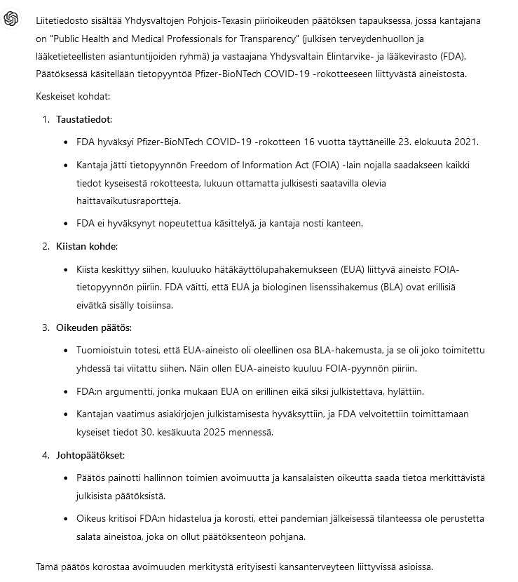 TimoKALehtonen's tweet photo. @HuhtasaariSaara Ohessa ChatGPT 4o tekemä tiivistelmä: https://t.co/po3kwLctRs