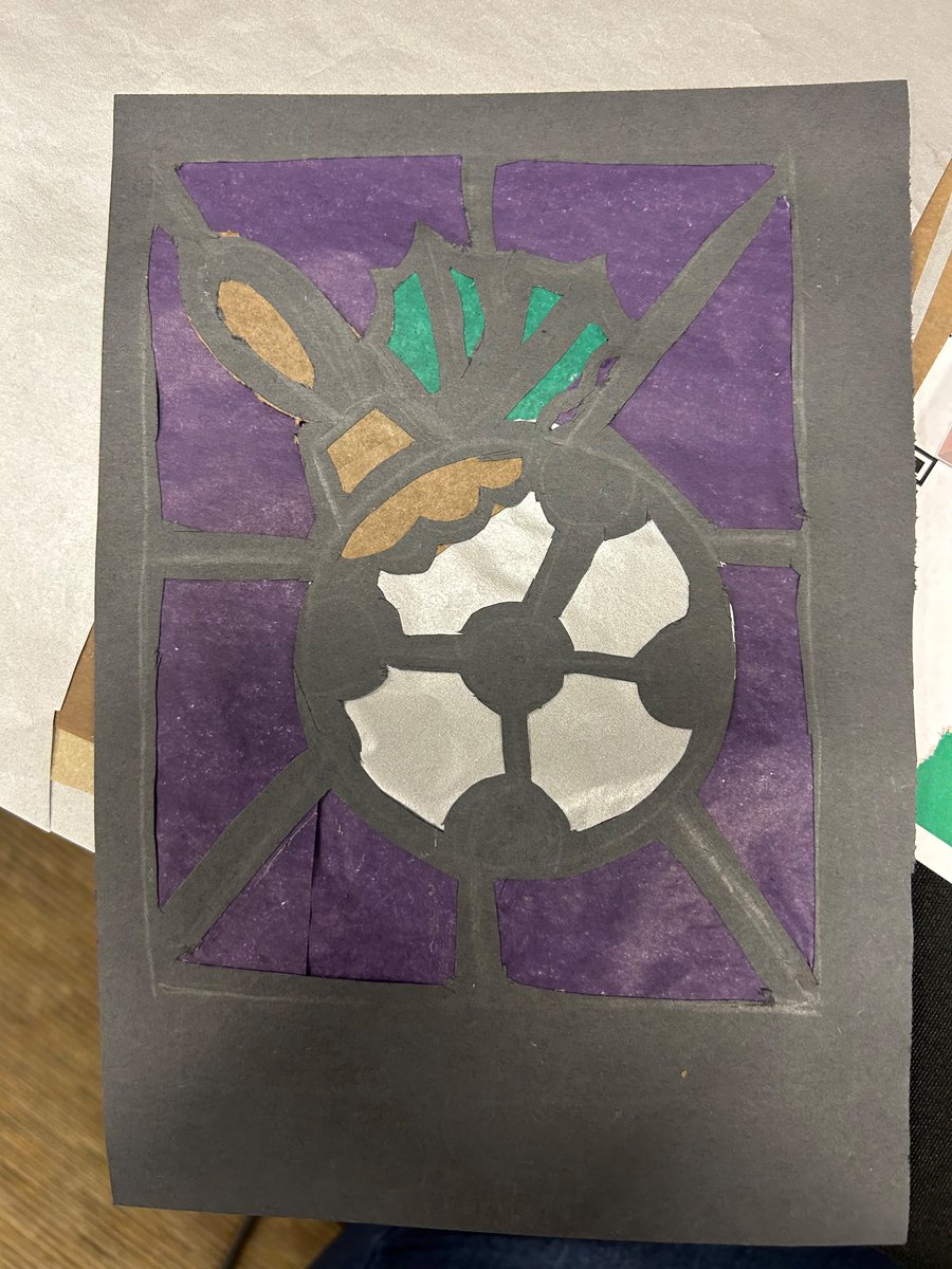 JessWillmes's tweet photo. Learning how to make “stained glass” with paper and sharp tools. This is so much fun!  Looking forward to sharing this activity with my students! 💙
@KedcARTS 
@KEDCGrants https://t.co/zmbQM2jXZq