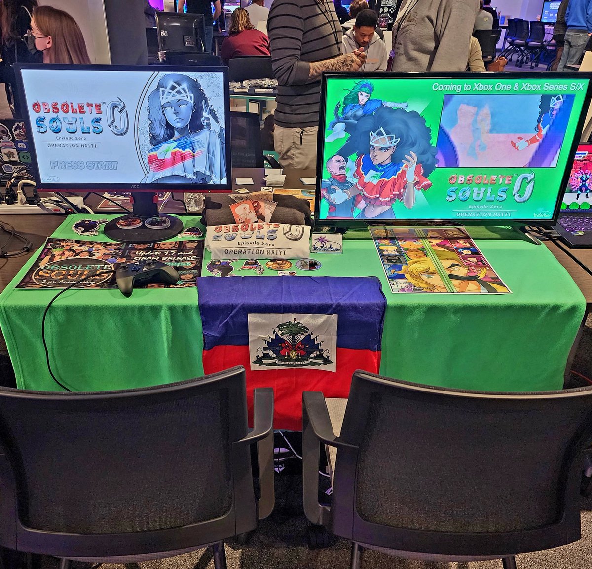 We are LIVE at <a href="/OakCityIndie/">OakCityIndieGames</a>! Come give us a play in Durham on our 7th anniversary today! 🎉🎮 #indiegame #indiedev #obsoletesouls