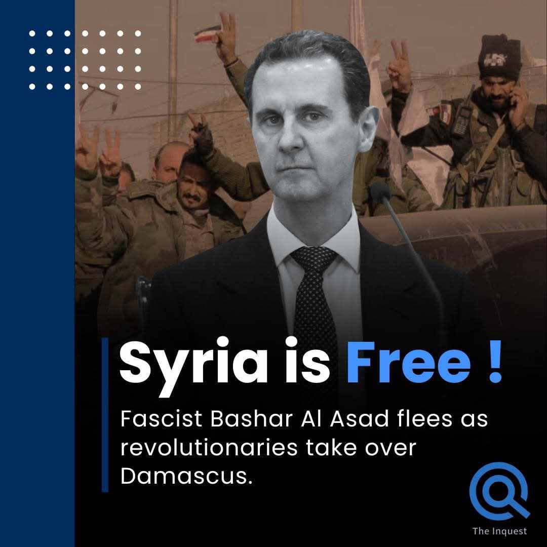 Mohammed_rriad's tweet photo. So the bloody Bashar has fled like Hasina.
Victory to our Syrian brothers. May Allah guide them towards the right path.
#Damascus
#BasharAlAssad
#Syria
#SyriaCivilWar https://t.co/AkaAtGdzcH