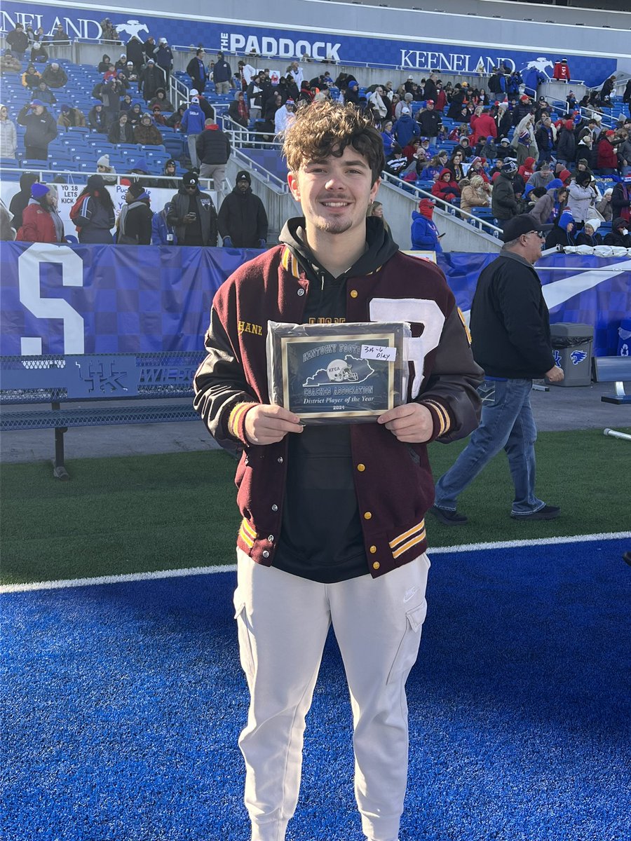 Russellsports's tweet image. Congratulations to Elijah Hankins on his 3A District Player of the Year and Coach Maynard on his District Coach of the Year &amp;amp; reaching the 150 win milestone. Both were presented the awards before start of the 3A championship game. @russellind @RussellHigh @reddevilsfball