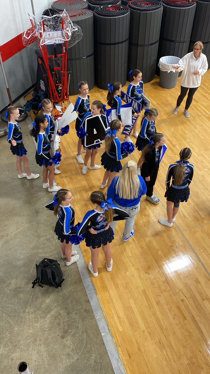 Jays cheer preparing to take the floor at Highland today