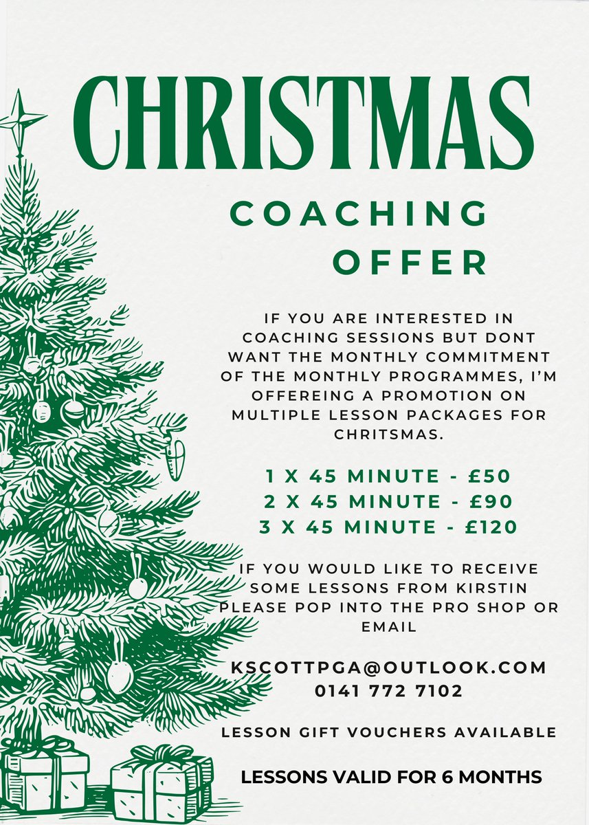 🎅 Christmas Coaching Offer 🎄 
Are you wanting to improve your golf for the 2025 season?
Let’s play your best golf in 2025 and book in for some lessons ⛳️ 
DM for more info or click the link to book in ⬇️

CawderProShopCoachingFitting.as.me/?calendarID=93…