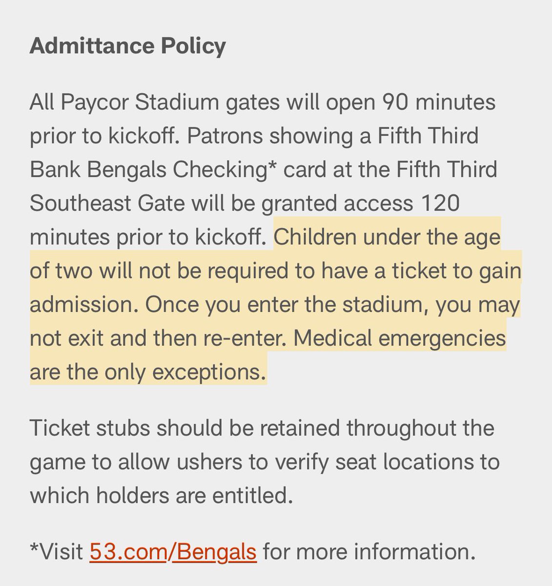 auntieseashell's tweet photo. @steelers @AcrisureStadium I’m really disappointed in you. You’re the only stadium in the AFC North who requires a child under 2 to have a ticket for admission. Life long Pittsburgher &amp; Steeler fan who wants to start my child’s fandom early &amp; can’t get her in without paying $150+ https://t.co/tMpuqchHui