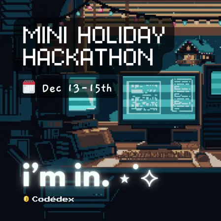 call4pwn's tweet photo. I'm back after a long time, and this time to participate in the second hackathon of the year organized by Codedex, to receive Christmas in the best way, programming! 🤓
@codedex_io #CodedexHackathon #hackathon #developer #programmer https://t.co/Thfc0Eyj8Z