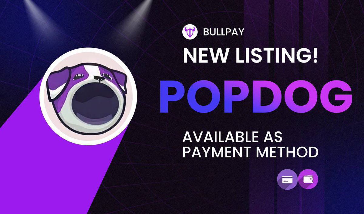 BullVerse_'s tweet image. 🚨 𝗕𝘂𝗹𝗹𝗣𝗮𝘆 𝗟𝗶𝘀𝘁𝗶𝗻𝗴 𝗔𝗹𝗲𝗿𝘁! 📈 
 
$POPDOG is now listed as an official payment method.
 
Use $POPDOG to pay and get paid for services, exclusive content, and digital products through BullPay.