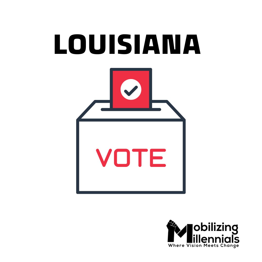 MobiMillennials's tweet photo. LOUISIANA: Today is Election Day and run-off elections! Go participate in the process that will shape your future. There are 4 constitutional amendments and 1 senate bill on the ballot statewide. Poll close for 8:00pm.

#ElectionDay #Louisiana #MobilizingMillennials #Vote https://t.co/Eqwfc9dT1n