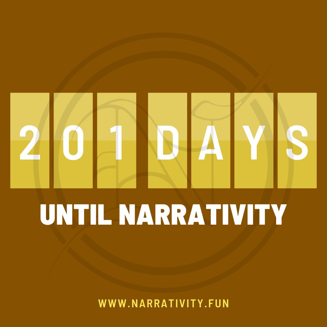Only 201 days until Narrativity 2025! Join us June 26-29 for "Narrativity: A Dark and Stormy Night." Learn more at narrativity.fun! #narrativity #writingconvention #story #stories #conventionforstory