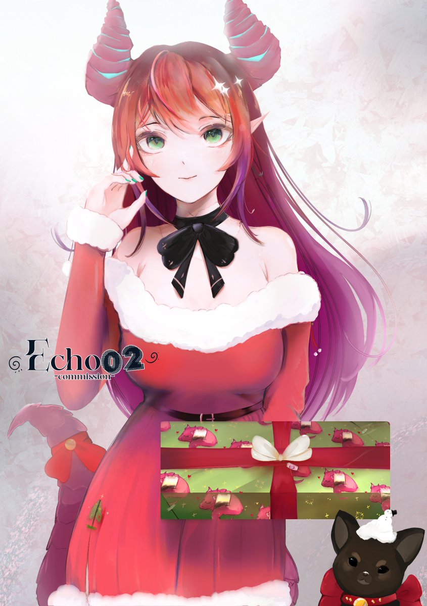 I have a gift for you~ 
I love my Christmas art!  
Artist 🎨:  @Echo00010  
#Vtuber #Vtuberart