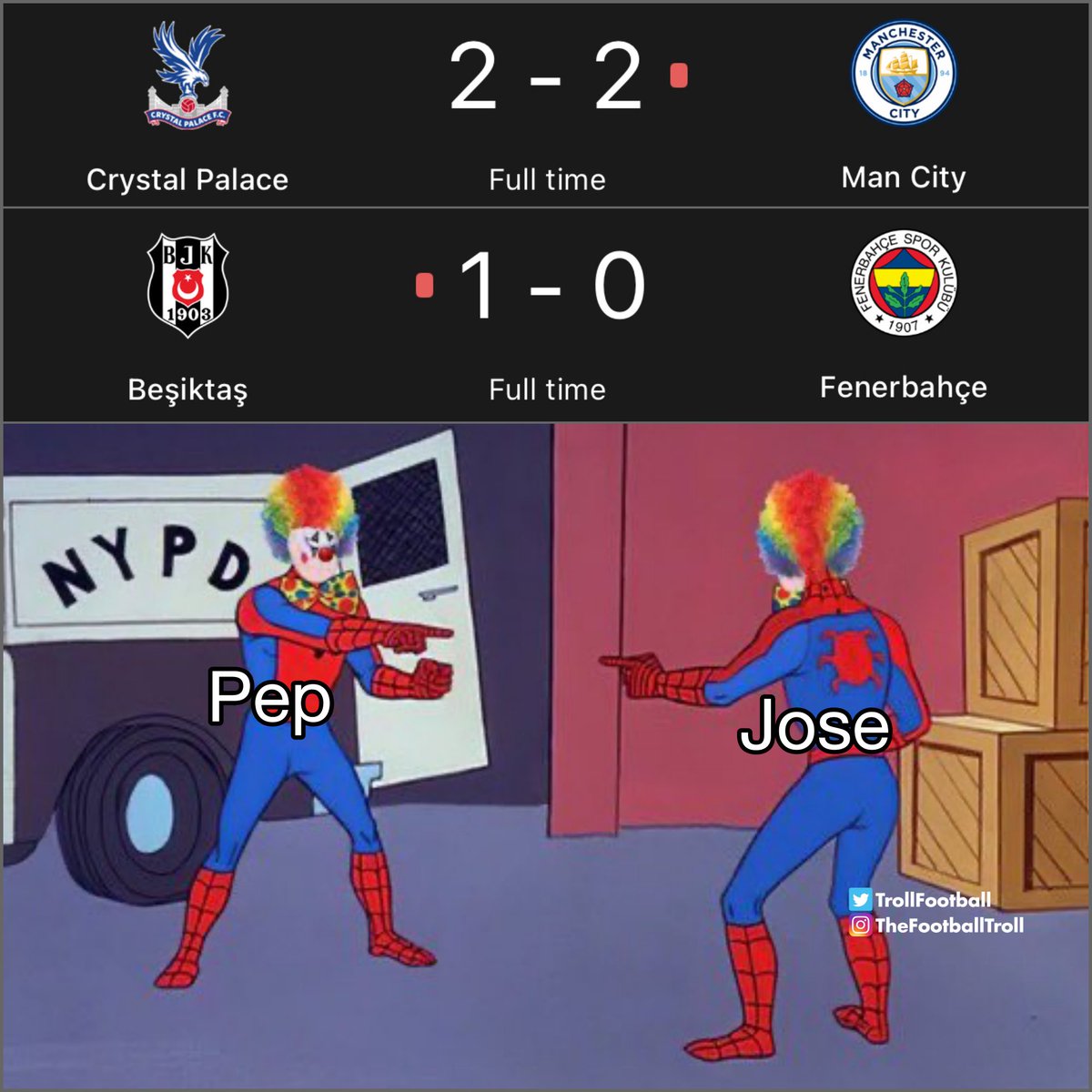 TrollFootball's tweet photo. Pep Guardiola and Jose Mourinho beef in 2024 https://t.co/flH07g7Dv4