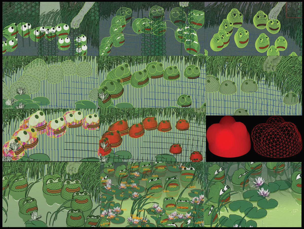 Behind the scene evolutions of a generative Pepe pond 🐸
They ended up being built on top of an icosphere, which is build out of rectangles of golden ratio. Interesting.