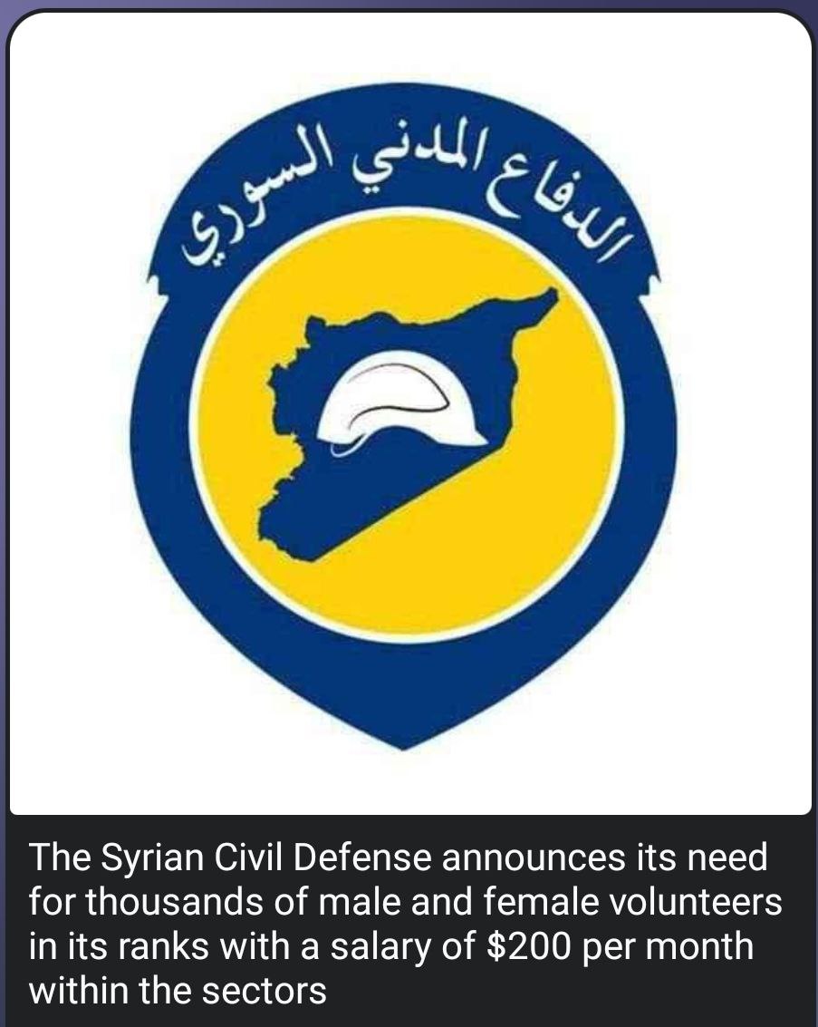 AngelVazquez40's tweet photo. 🔴 ÚLTIMA HORA 🔴
⚠️⚠️URGENTE⚠️⚠️
Los #CascosBlancos, financiados por los británicos y entrenados por Jordania, están reclutando a una rama de #AlQaeda.
‼️ Se avecinan operaciones de #BanderaFalsa. https://t.co/J89MlvQXSP