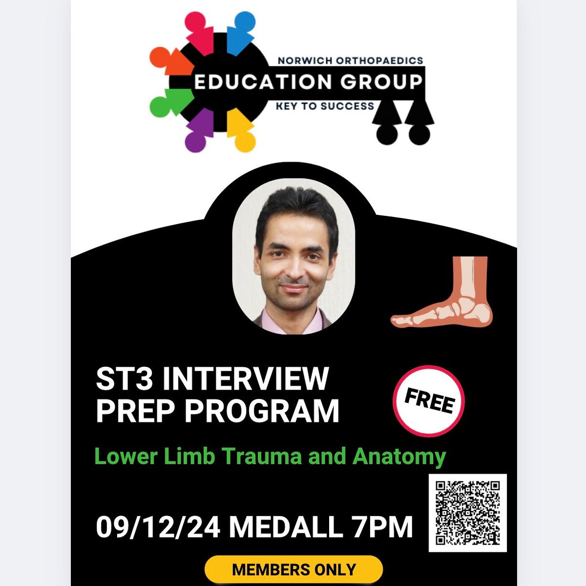 Free T&amp;O ST3 Prep Session, Mr. BAWA-Foot and Ankle Consultant, December 9th.
💪 Master the lower limb anatomy and common ST3 interview questions. Not a member? Join our community: forms.gle/7FtpUsGHmKGvxB…
🚀 Already a member? Register here: app.medall.org/events/2c61280…