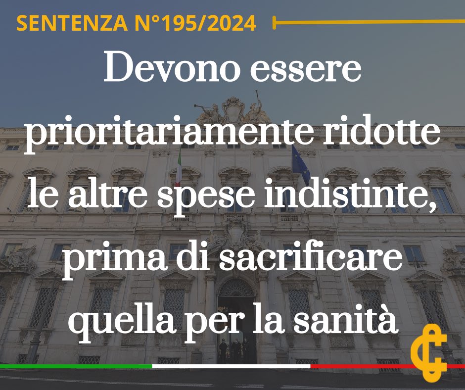 Devono essere prioritariamente ridotte le altre spese indistinte, prima di sacrificare quella per la sanità.

cortecostituzionale.it/documenti/comu…

#Cortecostituzionale #Comunicato #Sentenza #Sanità