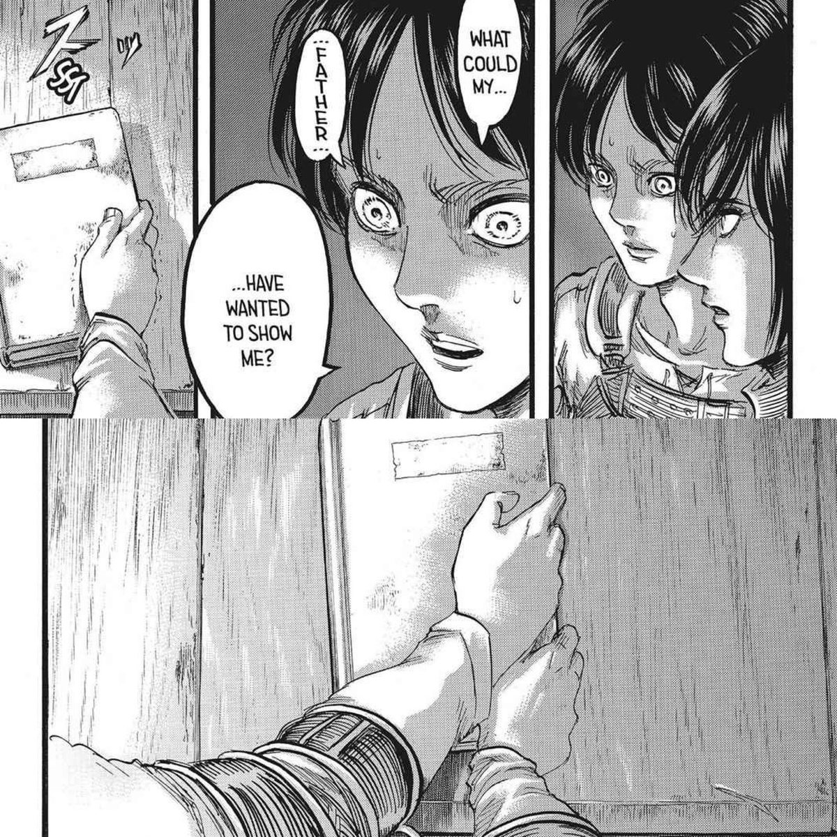 Just thinking about how Eren stopped shaking when Mikasa put her hand on top of his.