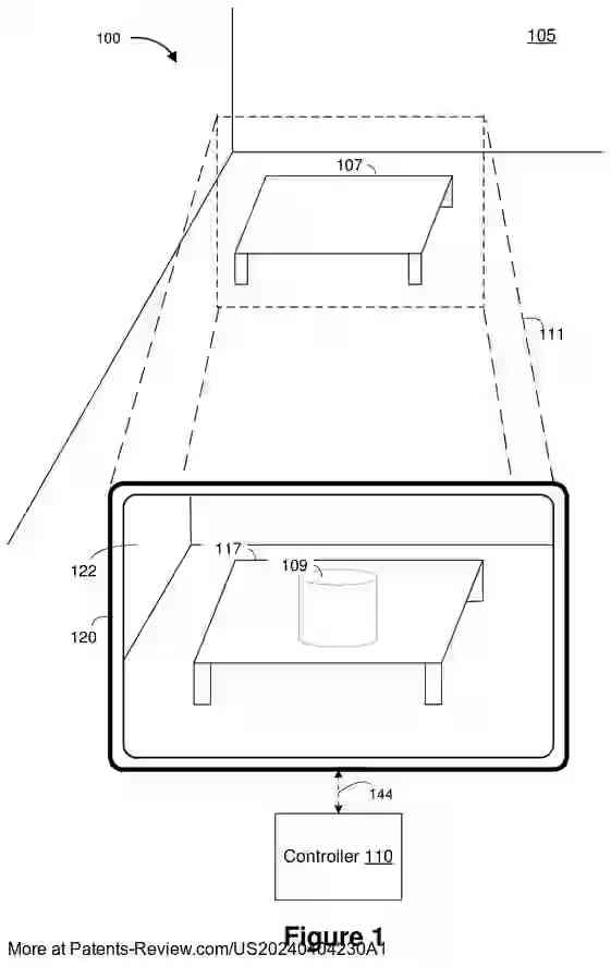PatentPulse's tweet photo. #Apple's patent appl. #US20240404230A1 reveals a method for displaying images using dynamic-anchored content. It captures an object's image, predicts its pose, and warps virtual content accordingly for seamless display. #DynamicAnchoredContent #VirtualContent $AAPL https://t.co/9vqqJKciJl