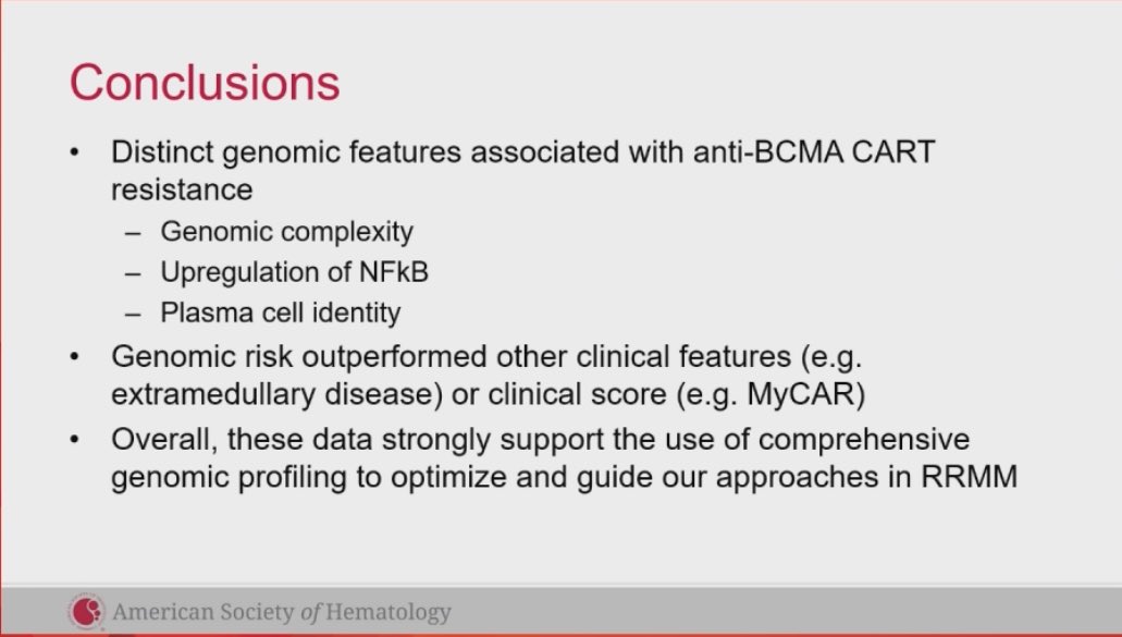 BCMA loss after was rare (5%) but highly predictive of outcome after BCMA CAR T therapy #mmsm #ASH24