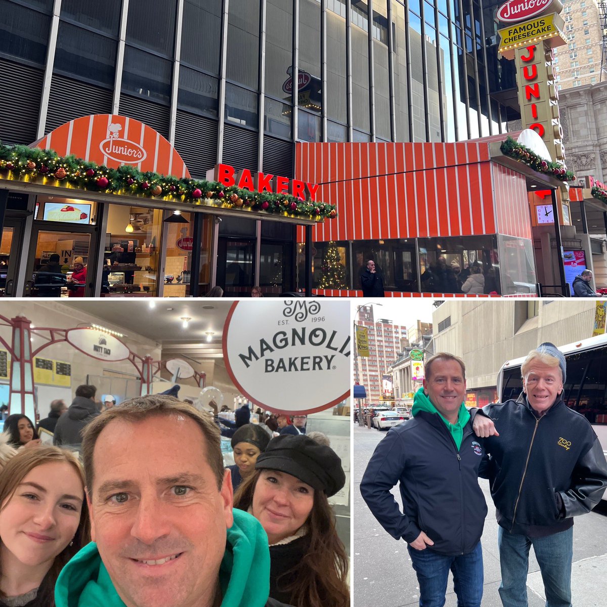 vincevitrano's tweet photo. The #NYC #MandatoryStop is @magnoliabakery for banana pudding. Lunch at @JuniorsCheeseck and catching up with forever family friend John Fricke of #wizardofoz fame. He had such fascinating reflections on @WICKED_Musical @wickedmovie as they relate to original books and film. https://t.co/x8N89dxBUJ