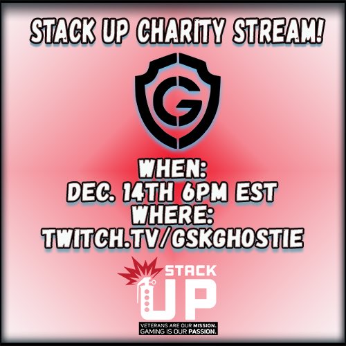 DECEMBER 14TH! We are teaming up with <a href="/StackUpDotOrg/">Stack Up</a> to host a charity stream! Stack up is a military charity supporting active military members and veterans through gaming! Their passion and drive means a lot to me.