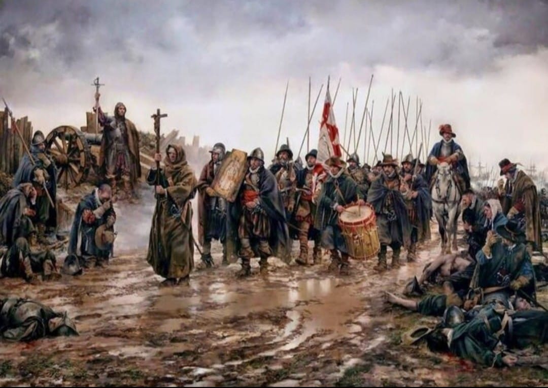 laa_jesus's tweet photo. #8diciembre Los infantes españoles prefieren la muerte a la deshonra. Ya hablaremos de capitulación después de muertos. Ocurrió en 1585 en Flandes, cuando los Tercios españoles lograron una victoria heróica ante los flamencos. #LaInmaculada Patrona de la Infantería y de España https://t.co/M6GA0qrPnA