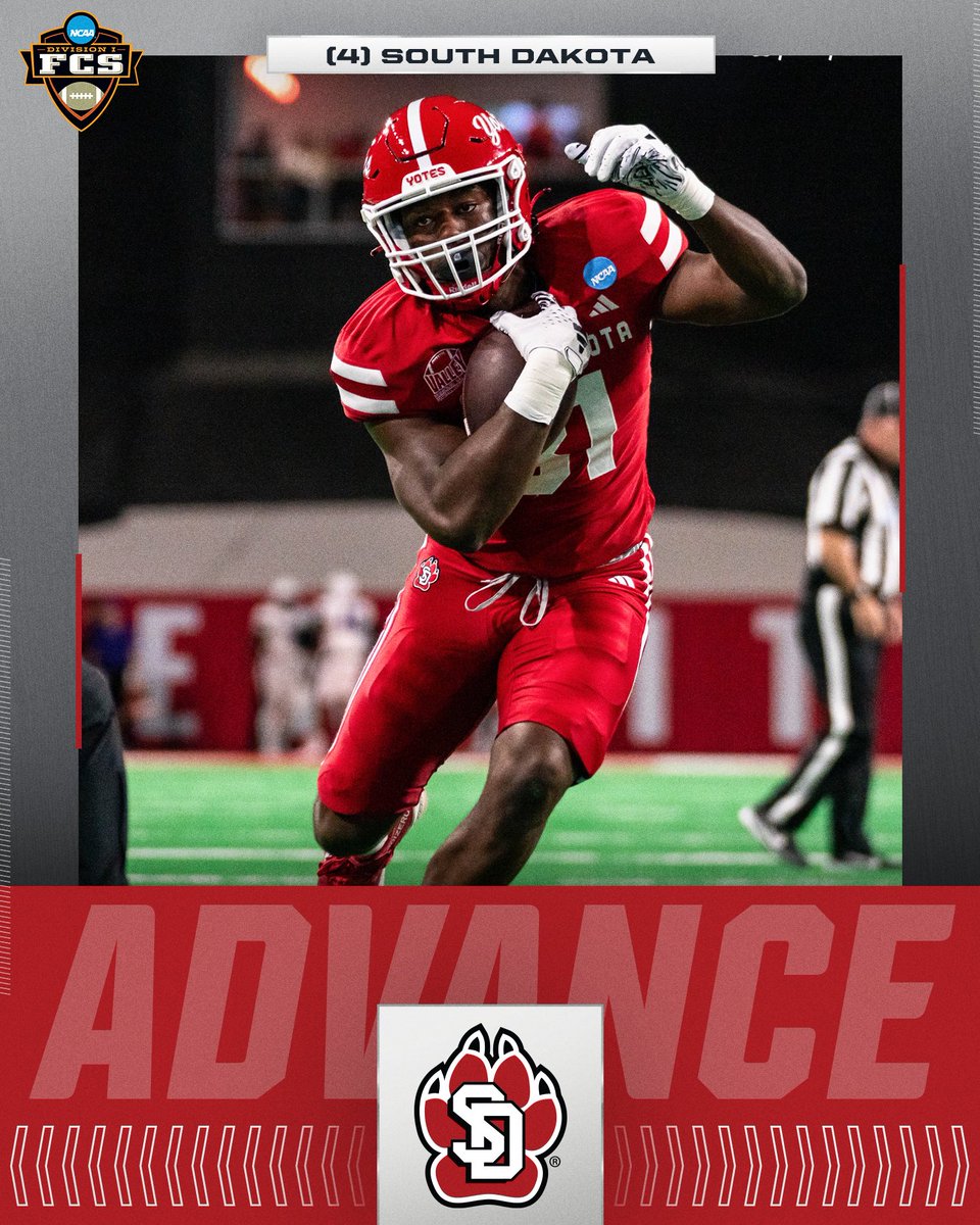 YOTES ON THE HUNT 🐾

(4) <a href="/SDCoyotesFB/">South Dakota Football</a> defeats Tarleton State, 42-31, to advance to the Quarterfinals of the #FCSPlayoffs.