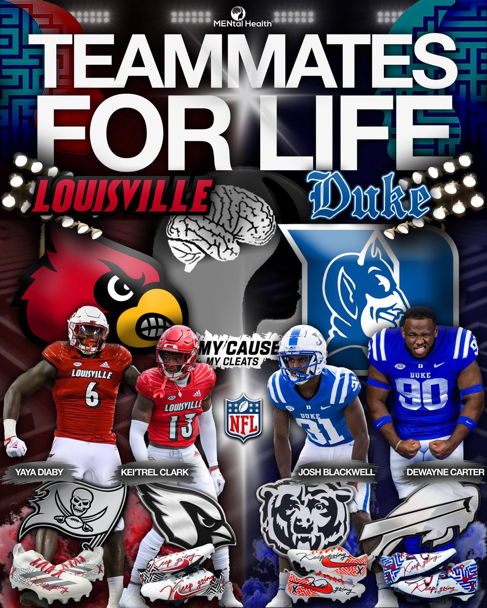 MEN’S X MENTAL (@mensxmental) on Twitter photo once college teammates… these guys have now found themselves as teammates once again — eXcept this time, they’re united around 1Cause.
<a href="/DukeFOOTBALL/">Duke Football</a> X <a href="/LouisvilleFB/">Louisville Football</a> | #1Love 🖤 once college teammates… these guys have now found themselves as teammates once again — eXcept this time, they’re united around 1Cause.
<a href="/DukeFOOTBALL/">Duke Football</a> X <a href="/LouisvilleFB/">Louisville Football</a> | #1Love 🖤