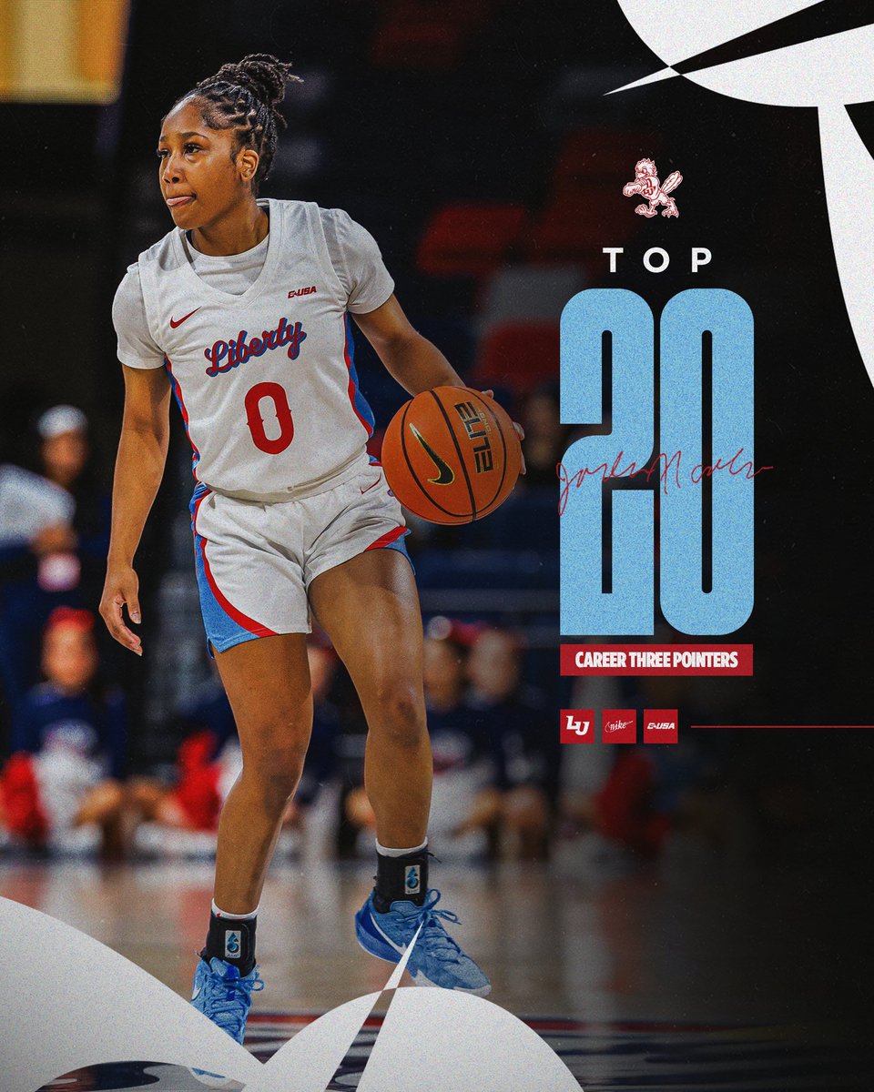 LibertyWBB's tweet photo. Today’s clutch triple pushed Jordan into the 🔝 20 in career 3-pointers made! Congratulations Zero ‼️ https://t.co/cLbFxz3xoy