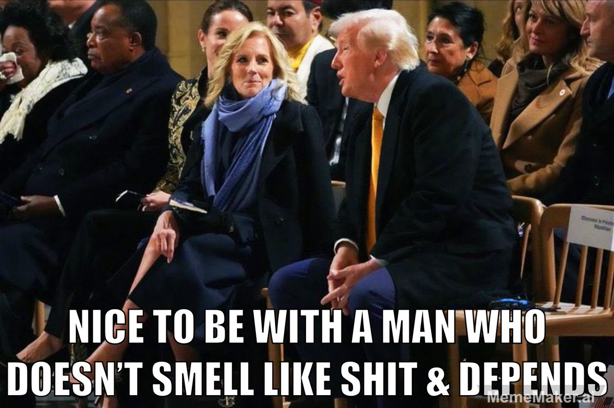 BarrySux's tweet image. I can imagine this was going through #JillBiden’s mind today at the #NotreDameDeParis celebration. 
@realDonaldTrump #BidenSucks