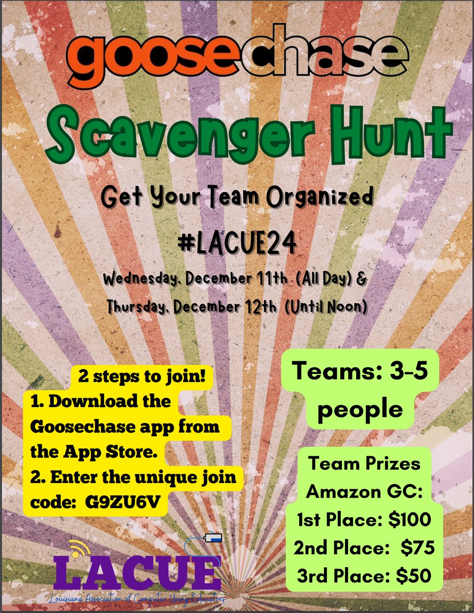 lacueorg's tweet photo. #LACUE24 is almost here!  Get your Goosechase teams together!  #WeAreLACUE https://t.co/FaTHWG8Bt8