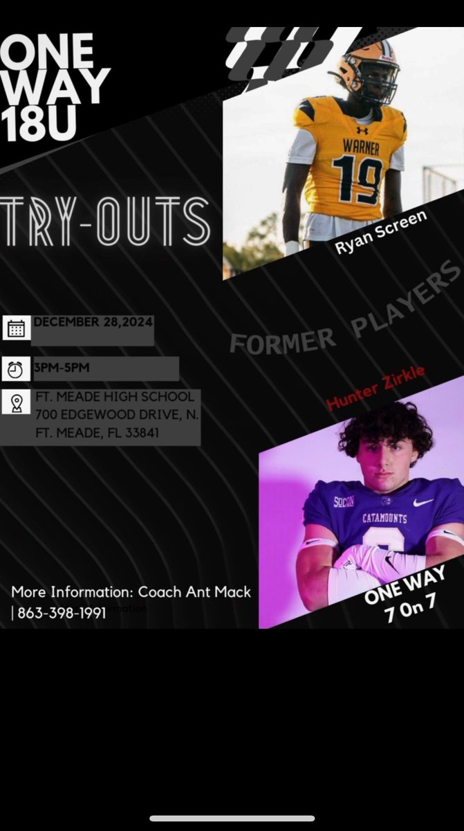 Coach Ant Mack High School Football Coach (@oneway7on7) on Twitter photo Grades come first and We Just Want to help kids grow and develop and send kids to college and win games contact <a href="/Anthony34352017/">Coach Russell</a> or @Oneway7on7 for any information Grades come first and We Just Want to help kids grow and develop and send kids to college and win games contact <a href="/Anthony34352017/">Coach Russell</a> or @Oneway7on7 for any information