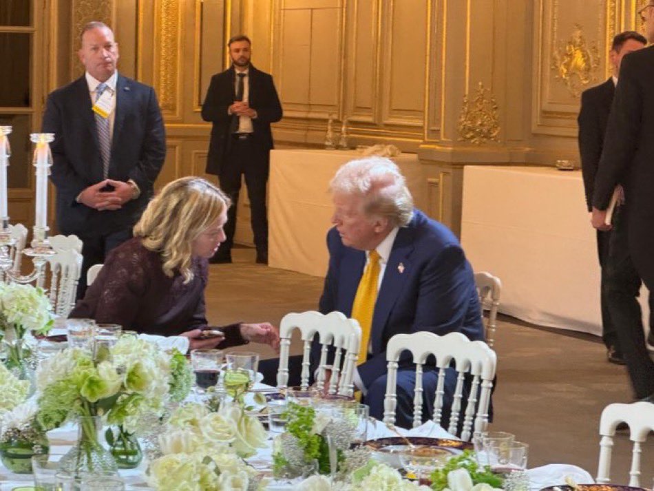 President-elect Donald Trump speaking with Italian PM Giorgia Meloni.