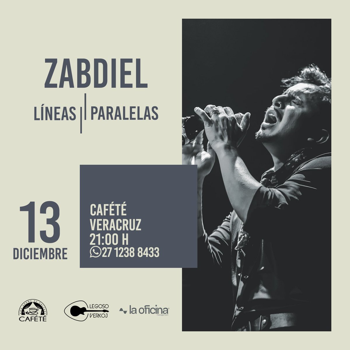 Próximo 13 de diciembre <a href="/zabdielmusic/">Zabdiel</a> en #concierto 
No se lo pueden perder!
Boletos Disponibles!
Informes: 📱 wa.me/522712388433
#Cafété #Veracruz #BocaDelRio